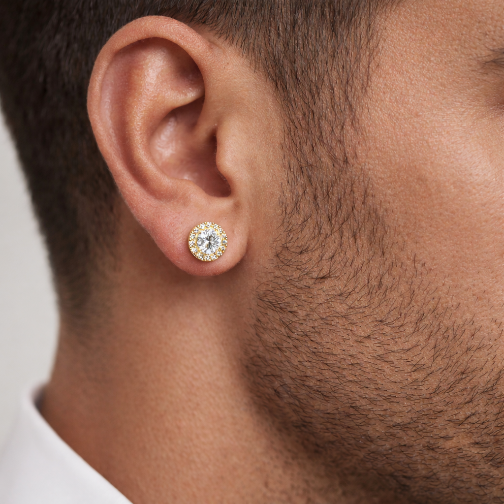 Cushion Cut Earrings (Gold) | (Moissanite)
