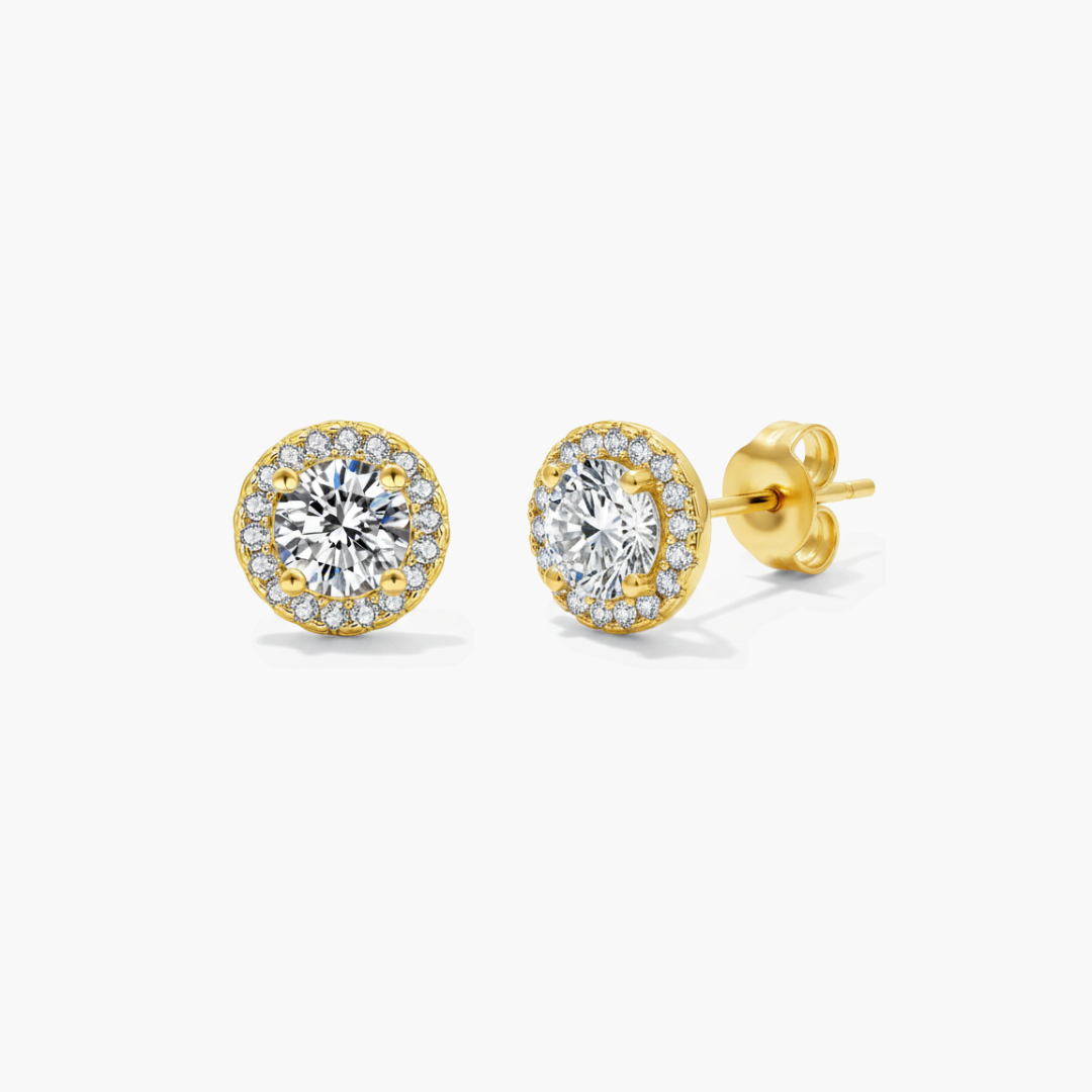 Cushion Cut Earrings (Gold) | (Moissanite)