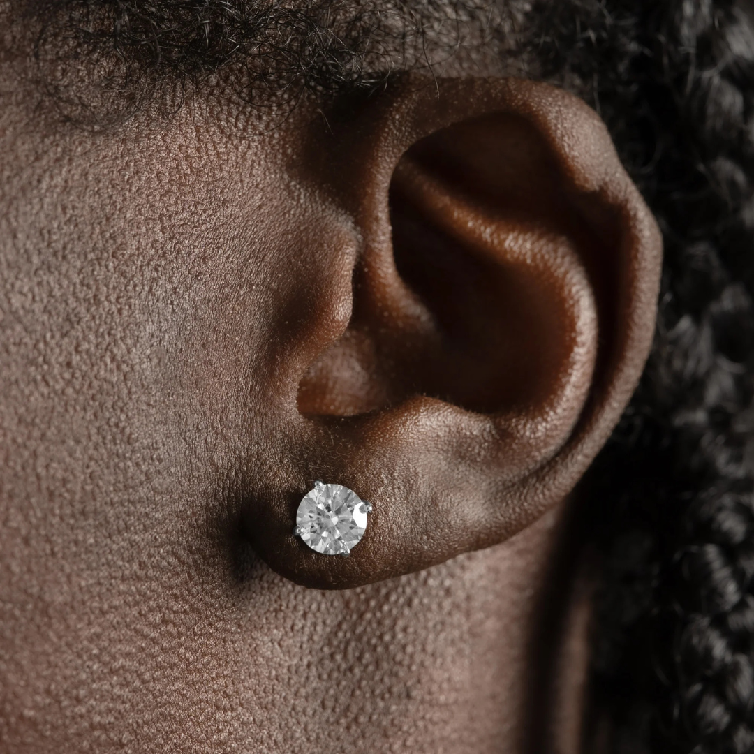 Round Stud Earrings (Gold) | (Moissanite)