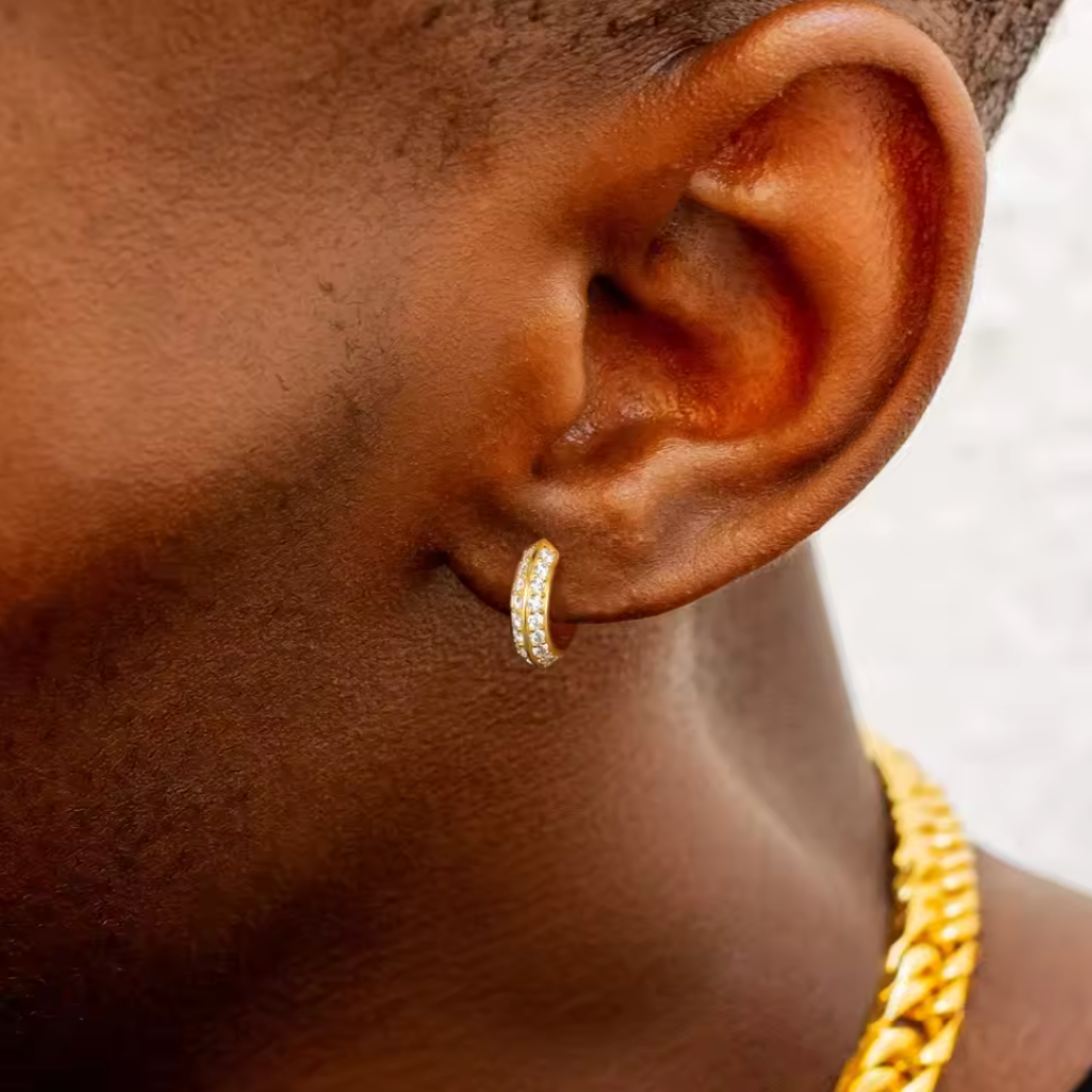 Hoop Earrings (Gold) | (Moissanite)
