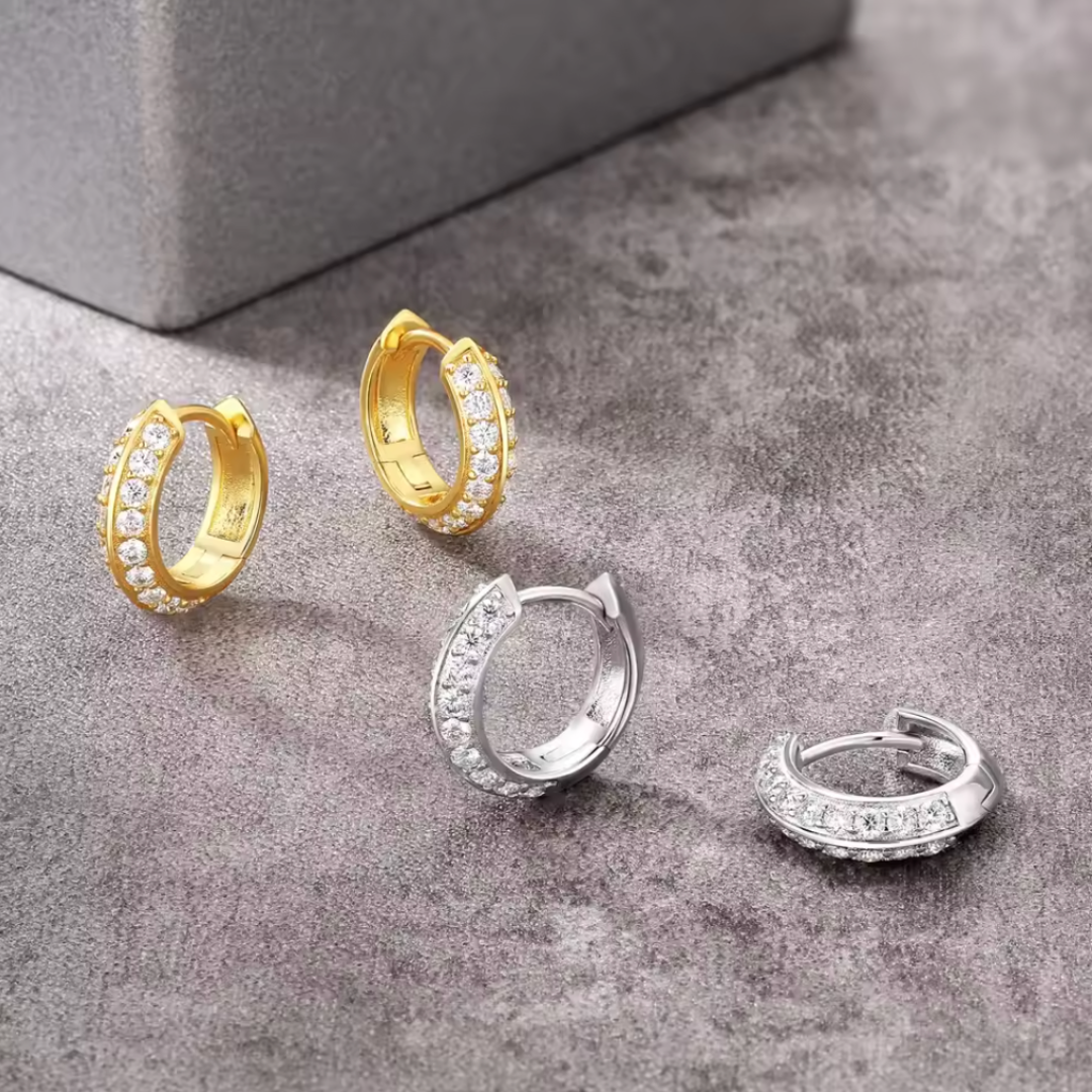 Hoop Earrings (Silver) | (Moissanite)