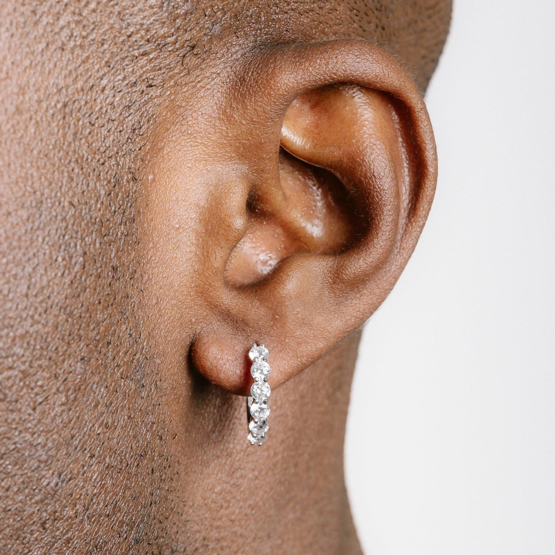 Large Hoop Earrings (Silver) | (Moissanite)