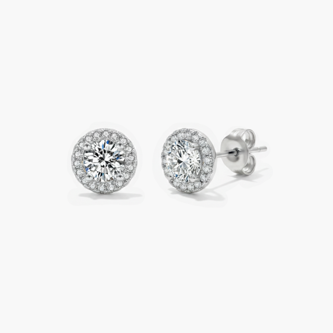 Cushion Cut Earrings (Silver) | (Moissanite)