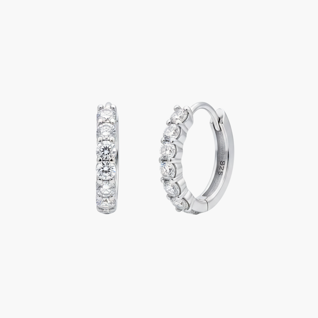 Large Hoop Earrings (Silver) | (Moissanite)