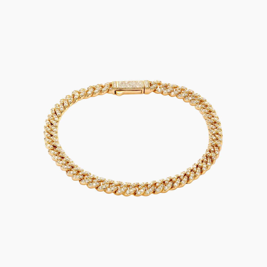 Cuban Bracelet (Gold) | 6mm (Moissanite)