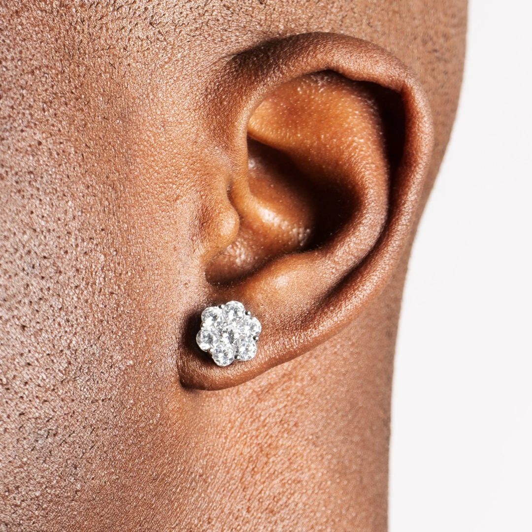 Cluster Earrings (Silver) | (Moissanite)
