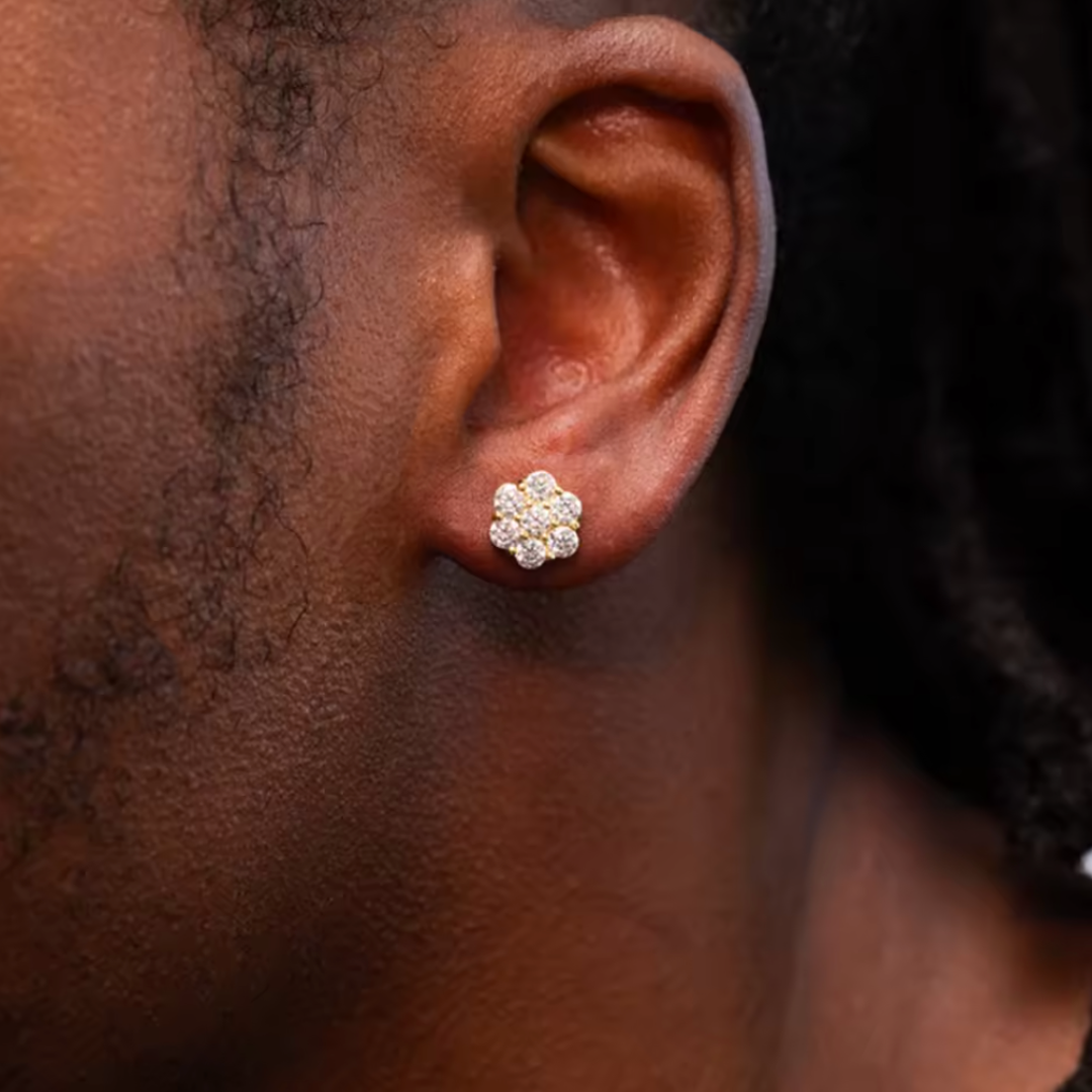 Cluster Earrings (Gold) | (Moissanite)