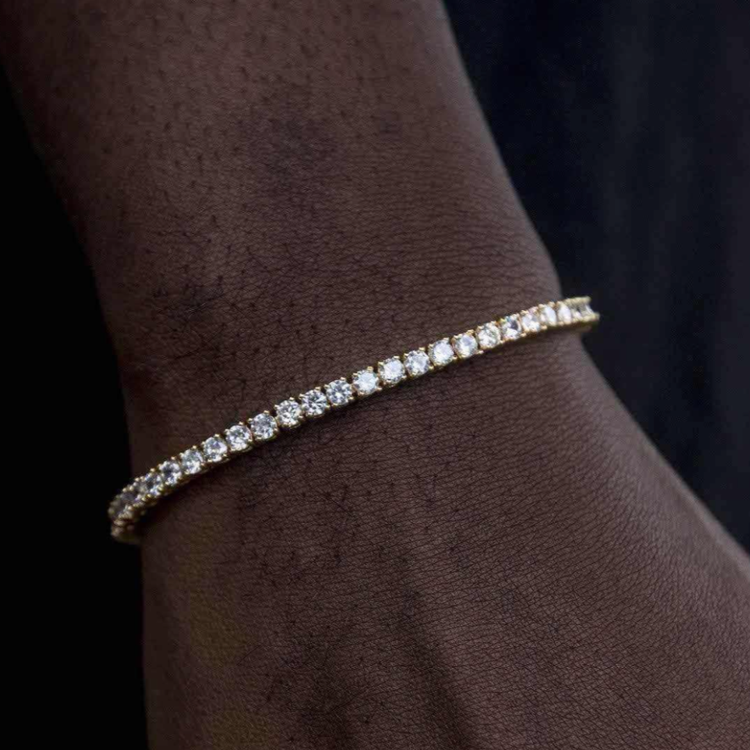 Tennis Bracelet (Gold) | 3mm (Moissanite)