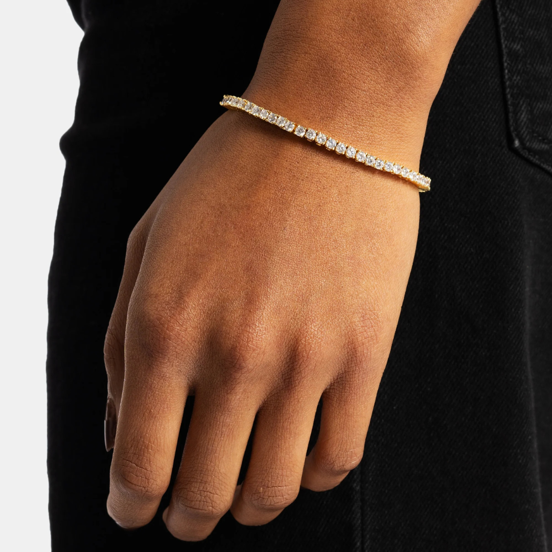 Tennis Bracelet (Gold) | 3mm (Moissanite)